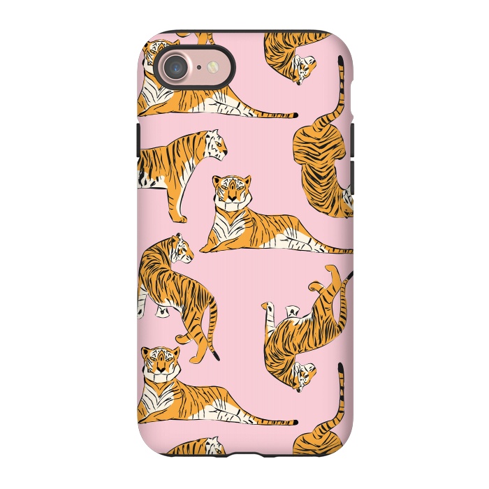 iPhone 7 StrongFit Tiger Pattern, pink, 001 by Jelena Obradovic