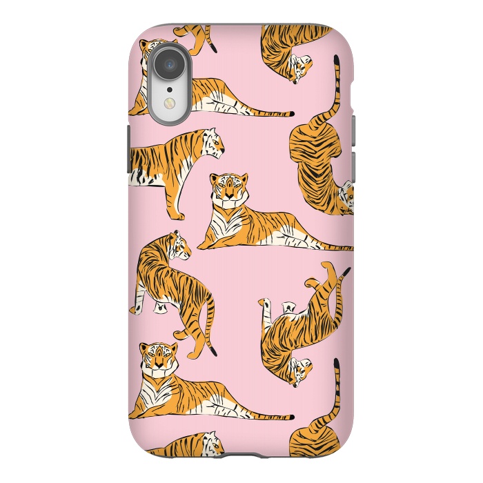 iPhone Xr StrongFit Tiger Pattern, pink, 001 by Jelena Obradovic