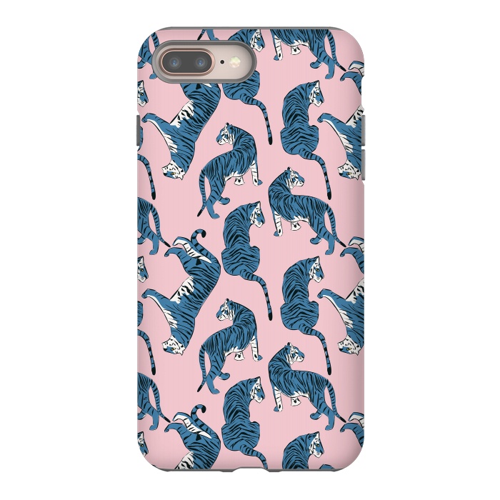 iPhone 7 plus StrongFit Tiger Pattern, blue&pink, 003 by Jelena Obradovic