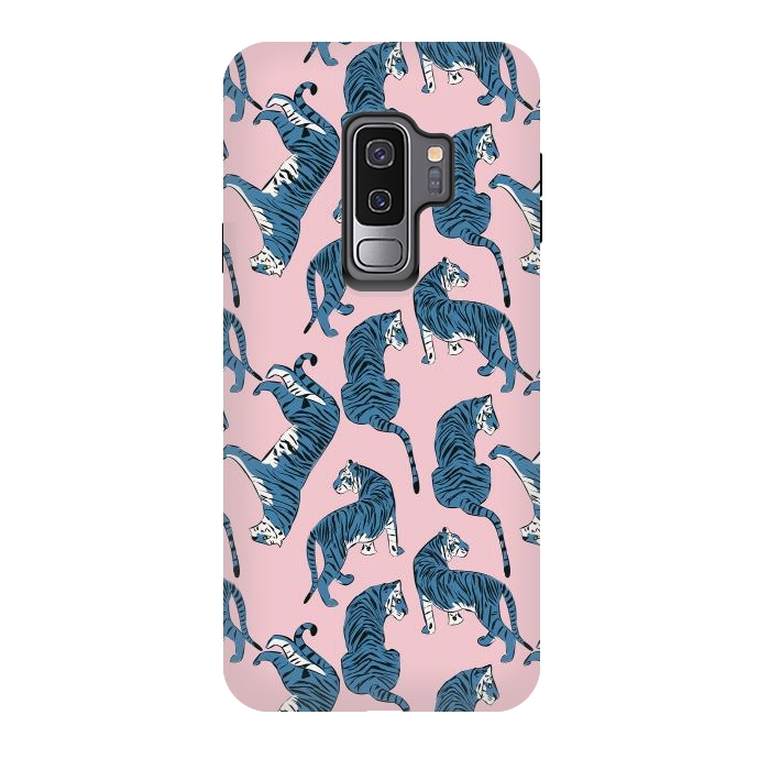 Galaxy S9 plus StrongFit Tiger Pattern, blue&pink, 003 by Jelena Obradovic