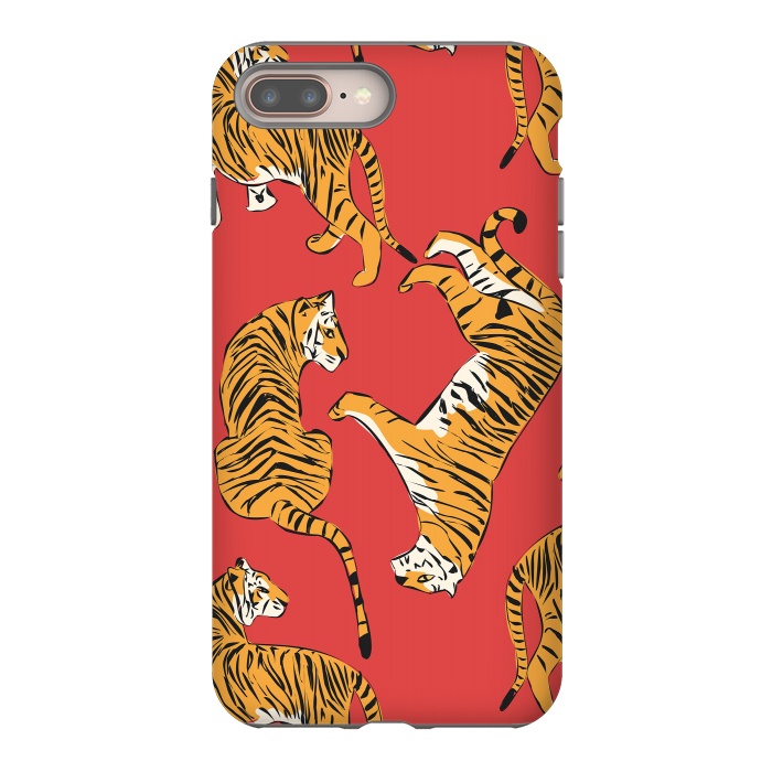 iPhone 7 plus StrongFit Tiger Pattern, red, 005 by Jelena Obradovic