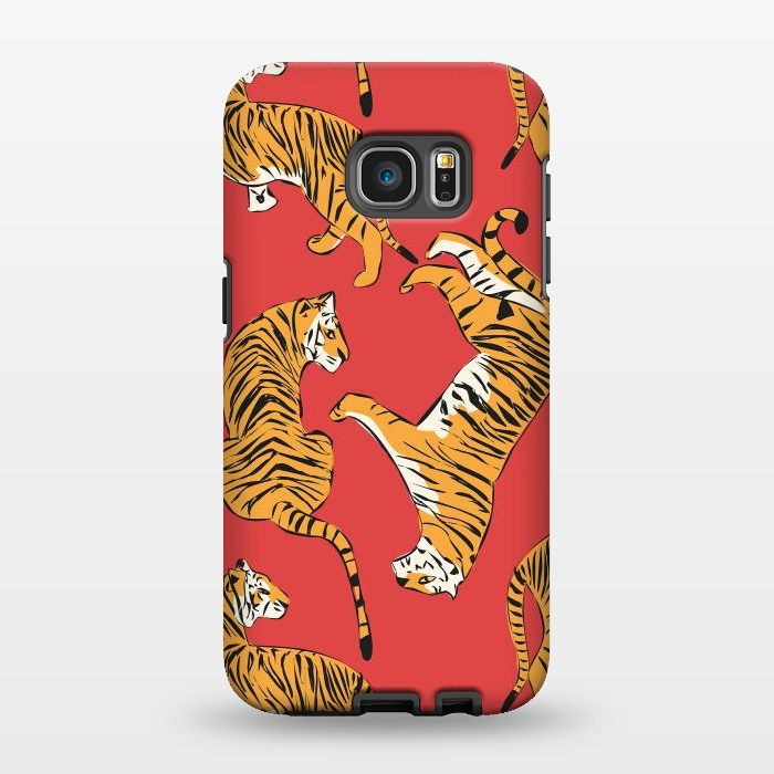 Galaxy S7 EDGE StrongFit Tiger Pattern, red, 005 by Jelena Obradovic