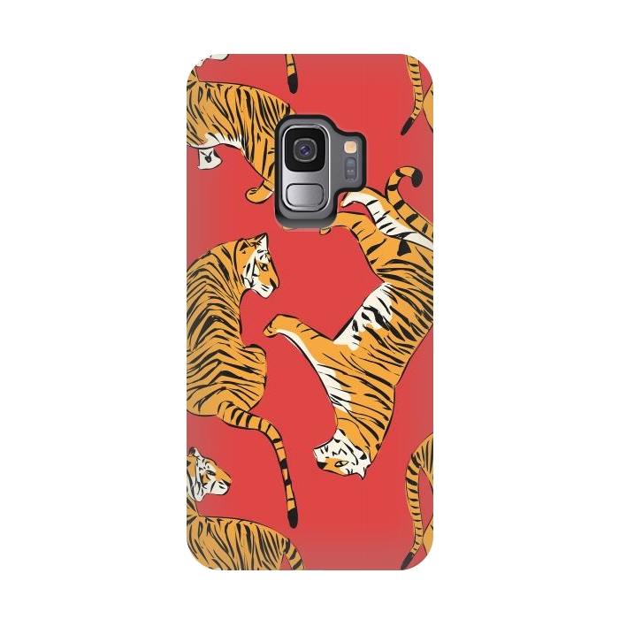 Galaxy S9 StrongFit Tiger Pattern, red, 005 by Jelena Obradovic