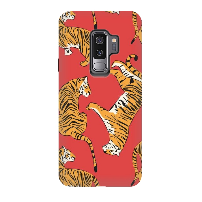 Galaxy S9 plus StrongFit Tiger Pattern, red, 005 by Jelena Obradovic