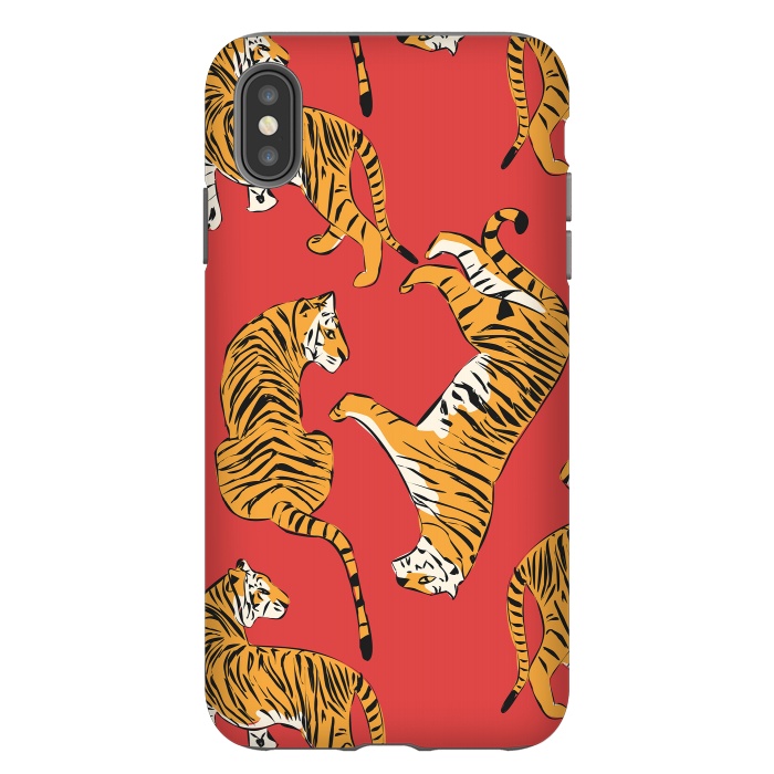 iPhone Xs Max StrongFit Tiger Pattern, red, 005 by Jelena Obradovic