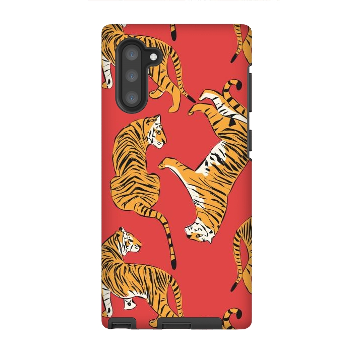 Galaxy Note 10 StrongFit Tiger Pattern, red, 005 by Jelena Obradovic