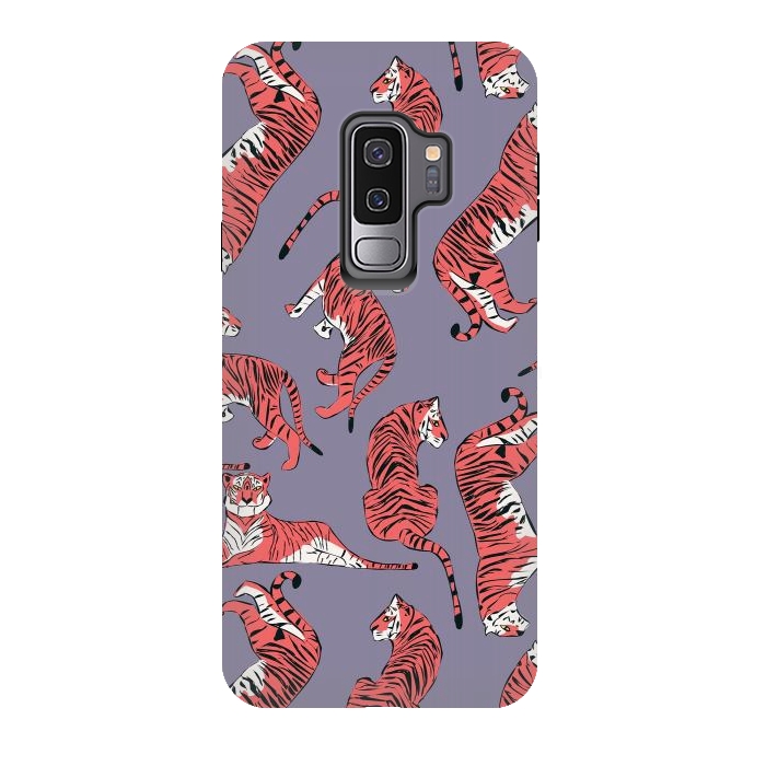 Galaxy S9 plus StrongFit Tiger pattern, purple, 007 by Jelena Obradovic