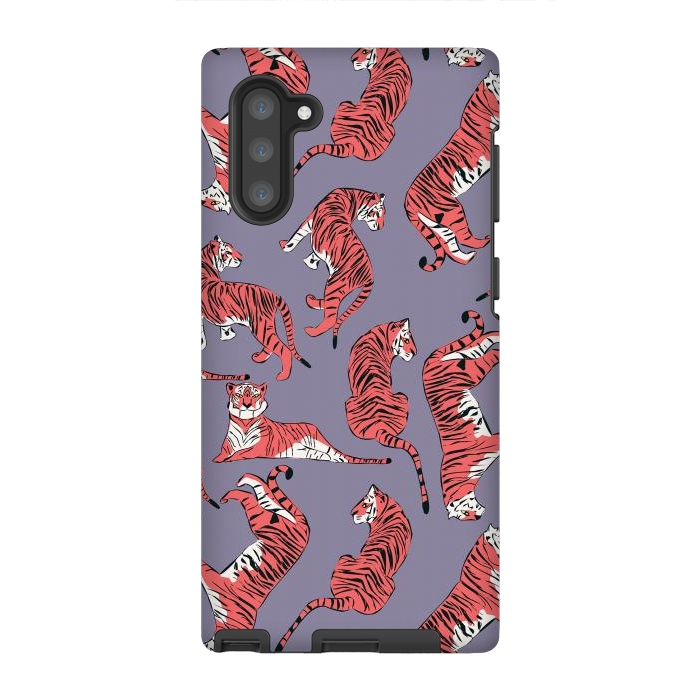 Galaxy Note 10 StrongFit Tiger pattern, purple, 007 by Jelena Obradovic
