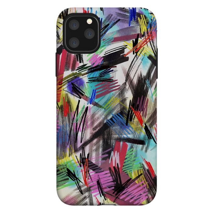 iPhone 11 Pro Max StrongFit Wild Colorful Scratches and Strokes  by Ninola Design