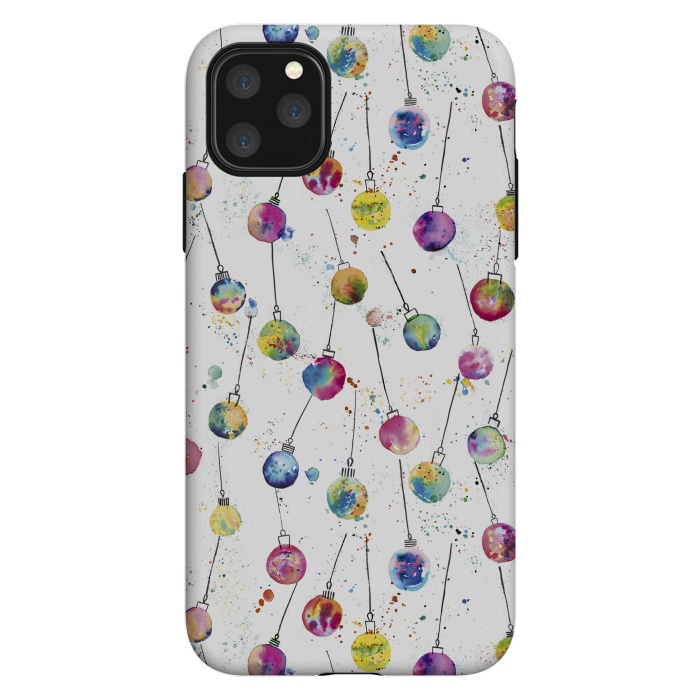 iPhone 11 Pro Max StrongFit Christmas Watercolor Baubles by Ninola Design
