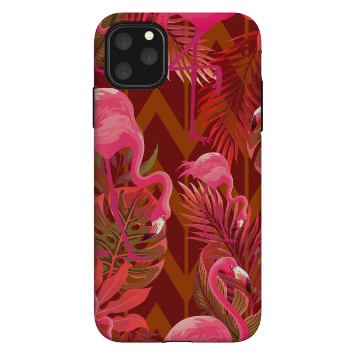 iPhone 11 Pro Max StrongFit Pink Flamingos On The Beach by ArtsCase