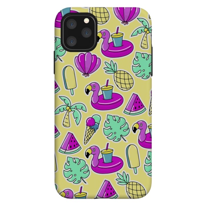 iPhone 11 Pro Max StrongFit Summer And Flamingos In Color by ArtsCase
