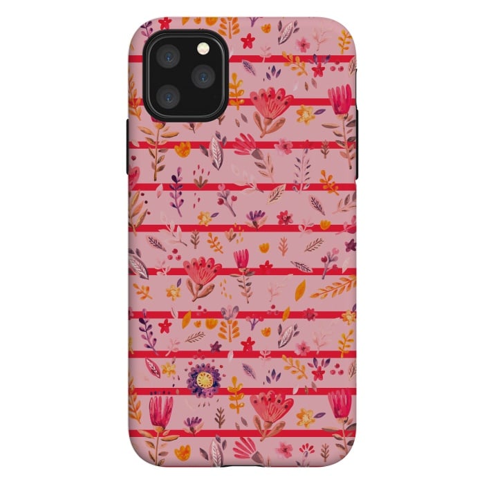 iPhone 11 Pro Max StrongFit stripes vs flowers for autumn by ArtsCase