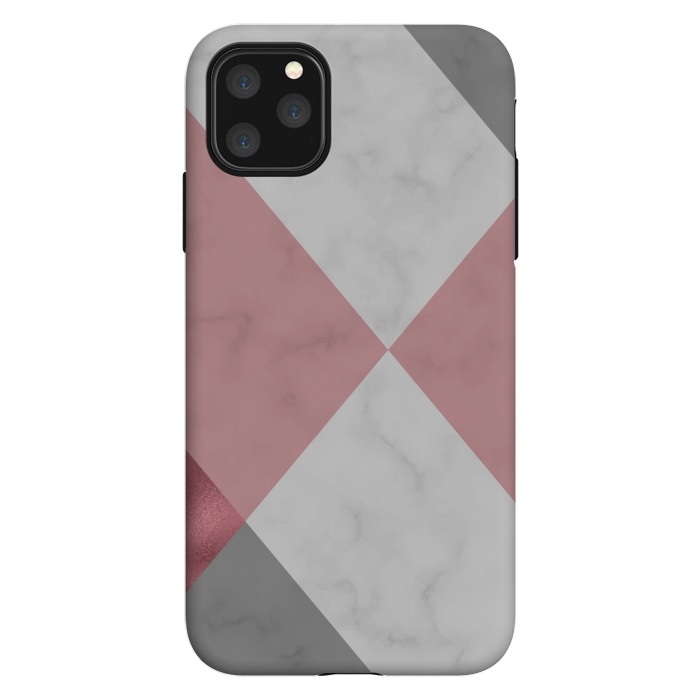 iPhone 11 Pro Max StrongFit Gray and Rose Marble Geometric design by ArtsCase