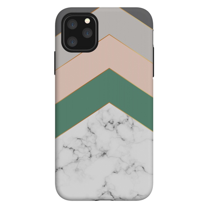iPhone 11 Pro Max StrongFit Green Rose and Gray Marble Geometric Design with gold lines by ArtsCase