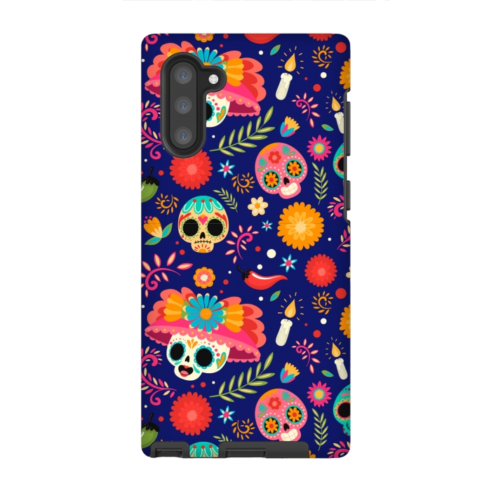 Galaxy Note 10 StrongFit SKULL FLORAL PATTERN 2  by MALLIKA
