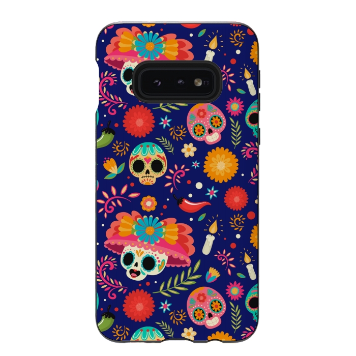 Galaxy S10e StrongFit SKULL FLORAL PATTERN 2  by MALLIKA