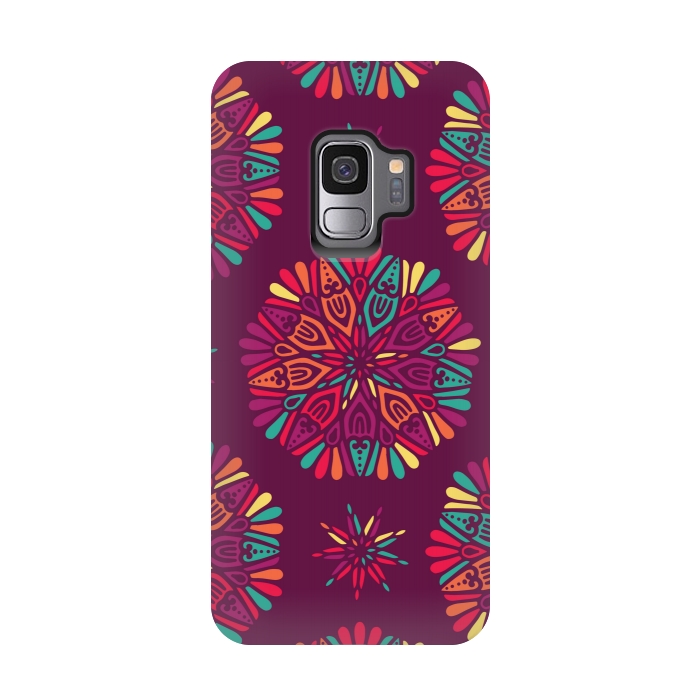 Galaxy S9 StrongFit MAROON MANDALA PATTERN 2  by MALLIKA