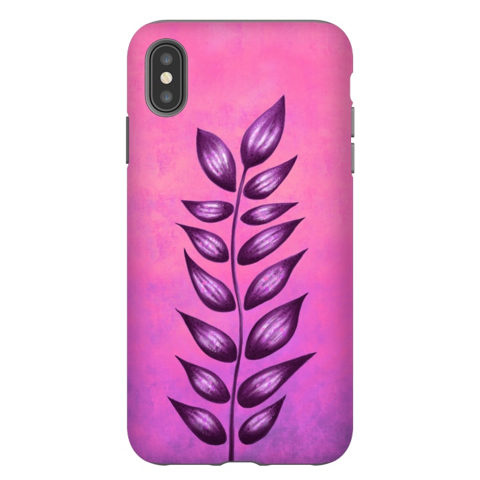 iPhone Xs Max StrongFit Abstract Plant Surreal Botanical Art In Pink And Purple by Boriana Giormova