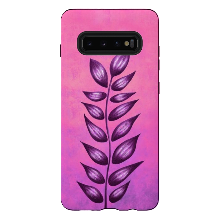 Galaxy S10 plus StrongFit Abstract Plant Surreal Botanical Art In Pink And Purple by Boriana Giormova