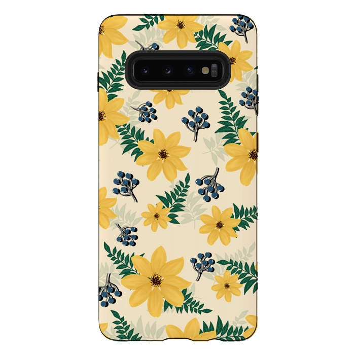 Galaxy S10 plus StrongFit Yellow flowers pattern by Jms