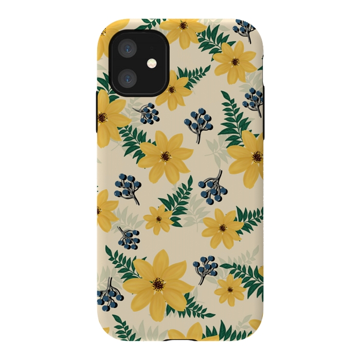 iPhone 11 StrongFit Yellow flowers pattern by Jms