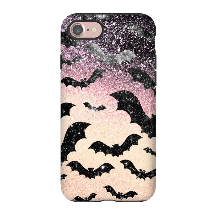 iPhone 7 StrongFit Bats in glitter starry night - Halloween by Oana 