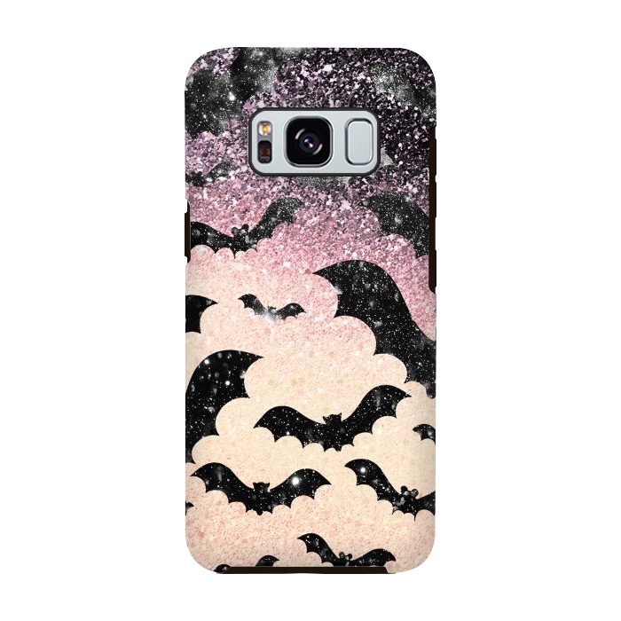 Galaxy S8 StrongFit Bats in glitter starry night - Halloween by Oana 