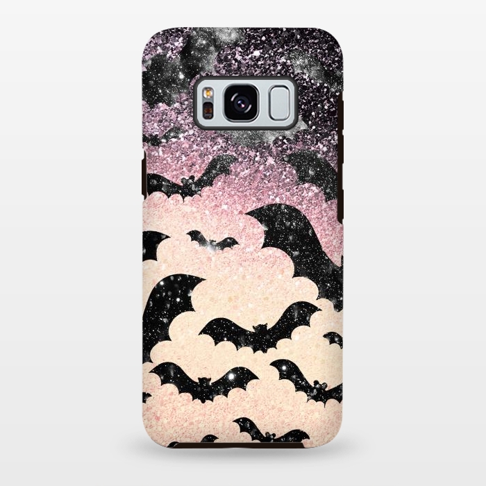 Galaxy S8 plus StrongFit Bats in glitter starry night - Halloween by Oana 