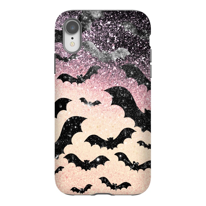 iPhone Xr StrongFit Bats in glitter starry night - Halloween by Oana 