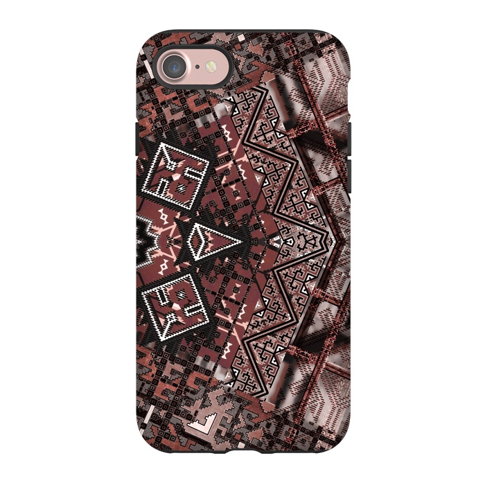 iPhone 7 StrongFit Ethnic brown geometric pattern by Oana 