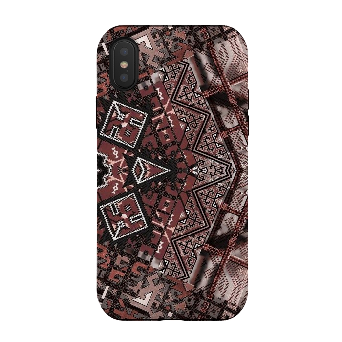 iPhone Xs / X StrongFit Ethnic brown geometric pattern by Oana 