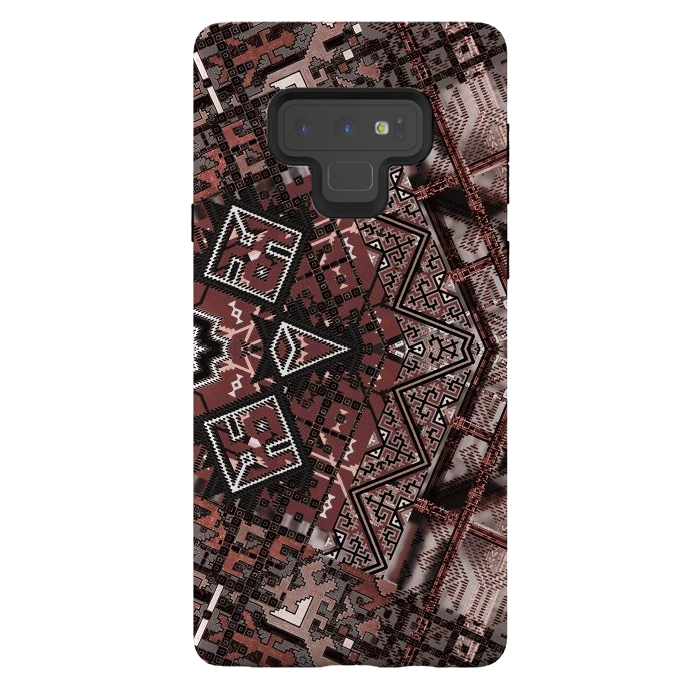 Galaxy Note 9 StrongFit Ethnic brown geometric pattern by Oana 