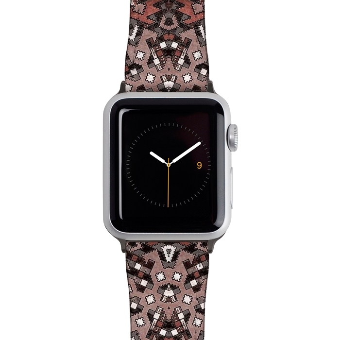 Watch 38mm / 40mm Strap PU leather Ethnic geometric pattern in autumnal brown by Oana 