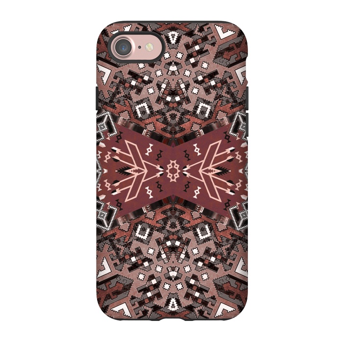 iPhone 7 StrongFit Ethnic geometric pattern in autumnal brown by Oana 