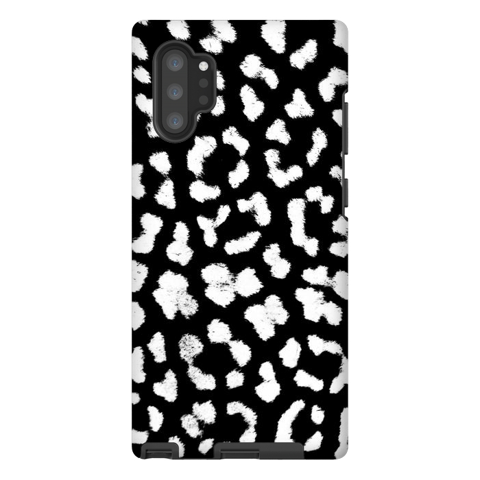 Galaxy Note 10 plus StrongFit Black and white leopard print brushed spots by Oana 