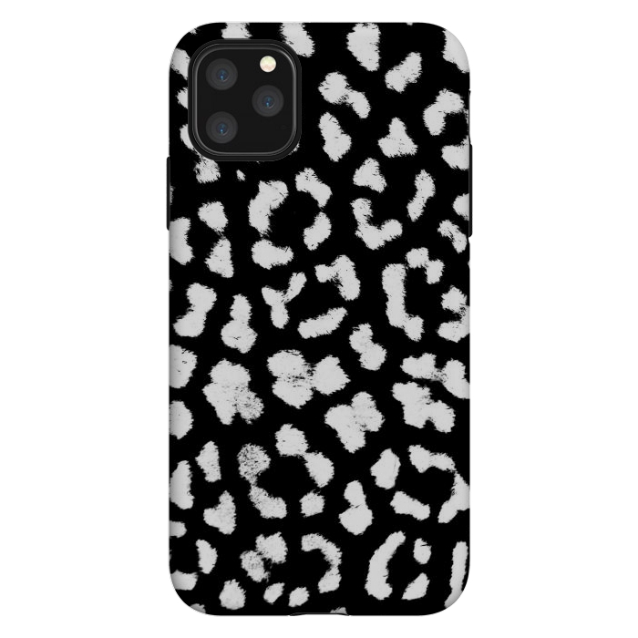 iPhone 11 Pro Max StrongFit Black and white leopard print brushed spots by Oana 