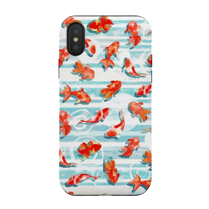 iPhone Xs / X StrongFit Watercolor Goldfish  by Tigatiga