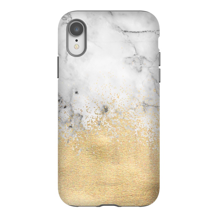 iPhone Xr StrongFit Gold Dust on Marble by Tangerine-Tane