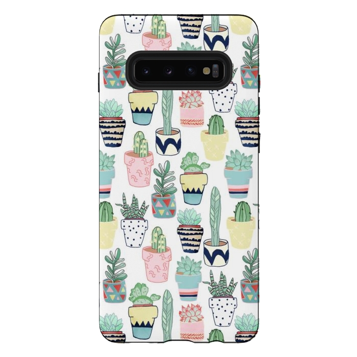 Galaxy S10 plus StrongFit Cute Cacti in Pots by Tangerine-Tane