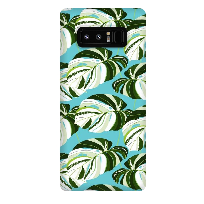 Galaxy Note 8 StrongFit Summer Variegated Monstera | Rainforest Jungle botanical Plants Illustration | Boho Tropical Nature by Uma Prabhakar Gokhale