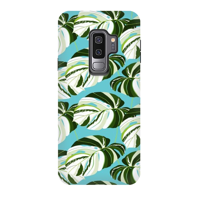 Galaxy S9 plus StrongFit Summer Variegated Monstera | Rainforest Jungle botanical Plants Illustration | Boho Tropical Nature by Uma Prabhakar Gokhale