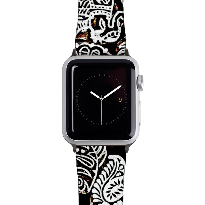 Watch 42mm / 44mm Strap PU leather Black and white pattern by Winston