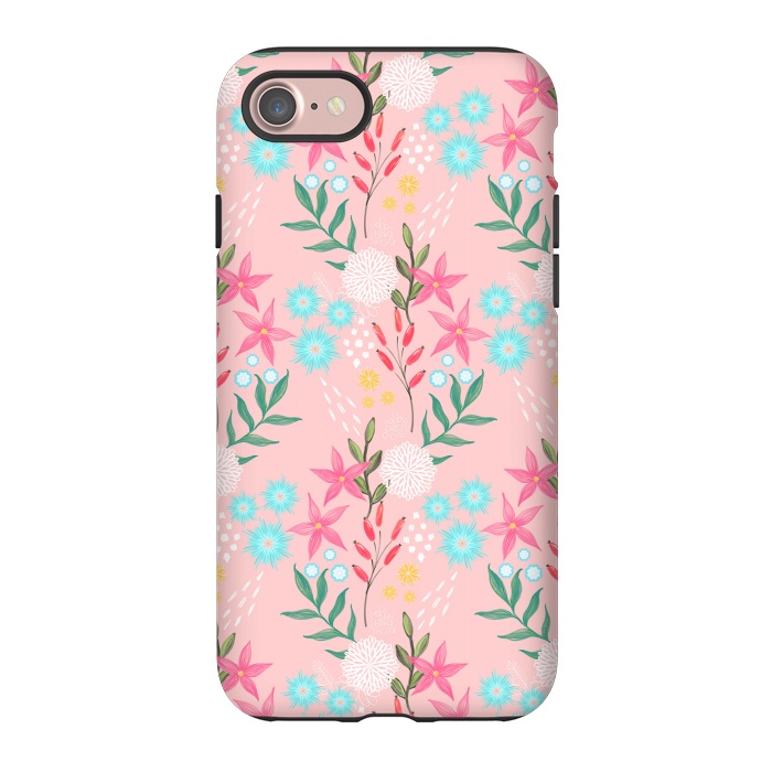 iPhone 7 StrongFit Cute Pink Flowers Creative Art Pattern by InovArts