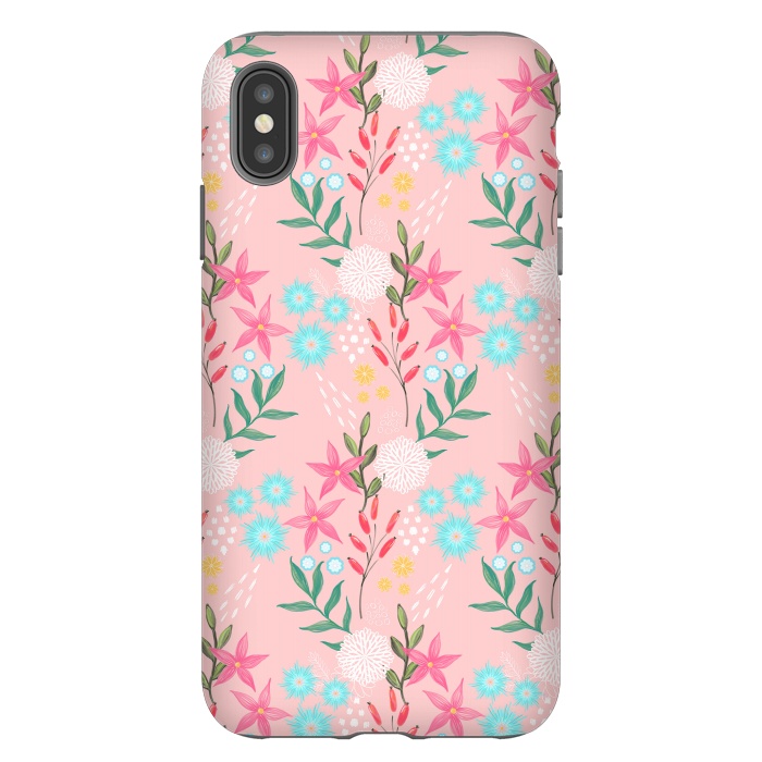 iPhone Xs Max StrongFit Cute Pink Flowers Creative Art Pattern by InovArts