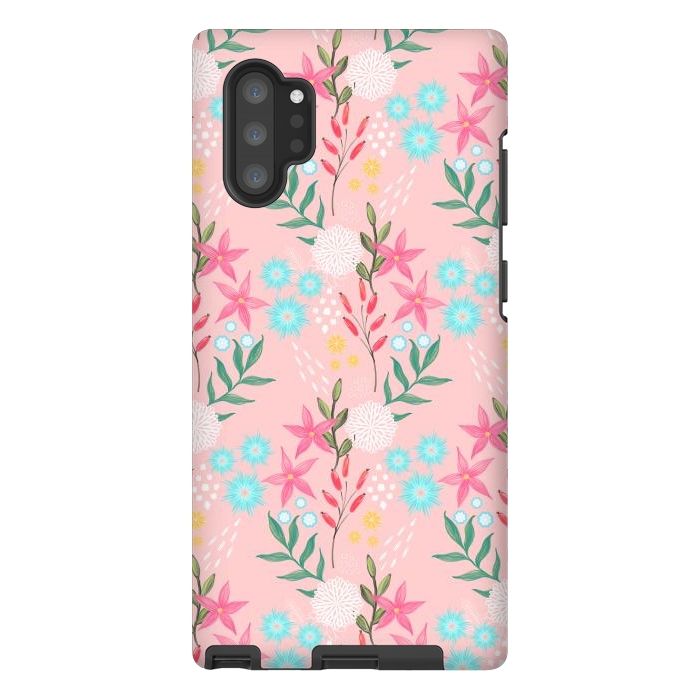 Galaxy Note 10 plus StrongFit Cute Pink Flowers Creative Art Pattern by InovArts