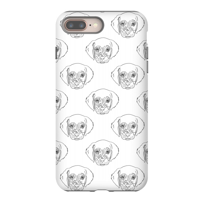 iPhone 7 plus StrongFit Cute Gray Puppy Dog Hand Drawn Strokes Pattern by InovArts