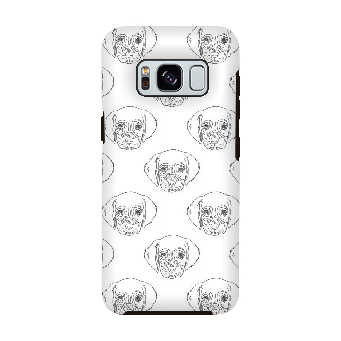 Galaxy S8 StrongFit Cute Gray Puppy Dog Hand Drawn Strokes Pattern by InovArts