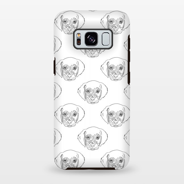 Galaxy S8 plus StrongFit Cute Gray Puppy Dog Hand Drawn Strokes Pattern by InovArts