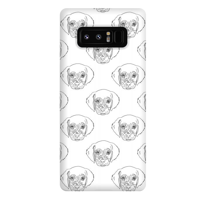 Galaxy Note 8 StrongFit Cute Gray Puppy Dog Hand Drawn Strokes Pattern by InovArts